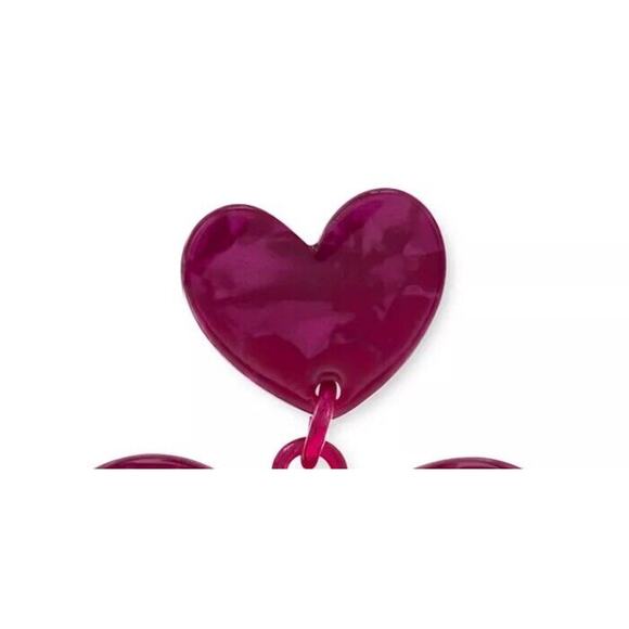 Fuchsia Tone Double Heart Earrings Bow Chic Stylish Trendy Fashion Gift For Her - Picture 6 of 6